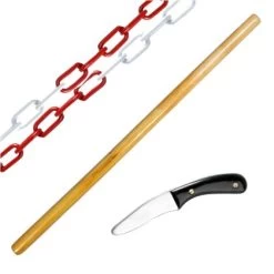 3er Waffen Set "EXTRA" Ju Jutsu Krav Maga Schlagstock, Messer, Kette