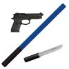 3er Waffen Set "KV" Ju Jutsu Krav Maga Schlagstock, Messer, Gummipistole -Sport Ausrüstung Verkauf 3er waffen set kv ju jutsu krav maga schlagstock messer gummipistole