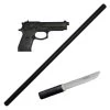 3er Waffen Set "LARGE" Ju Jutsu Krav Maga Schlagstock, Messer, Gummipistole -Sport Ausrüstung Verkauf 3er waffen set large ju jutsu krav maga schlagstock messer gummipistole