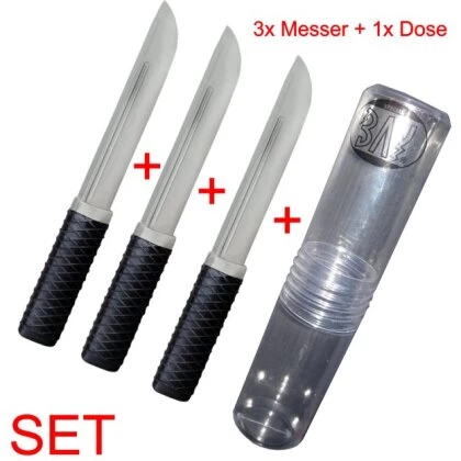 3x SET Gummimesser Mit Dose GM1 Trainingsmesser Messer Gummi 25 Cm SV 4 3x SET Gummimesser Mit Dose GM1 Trainingsmesser Messer Gummi 25 Cm SV – Bild 2
