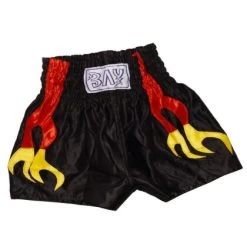 Flame Thaiboxhose Schwarz Rot Gold Gelb S - XXL