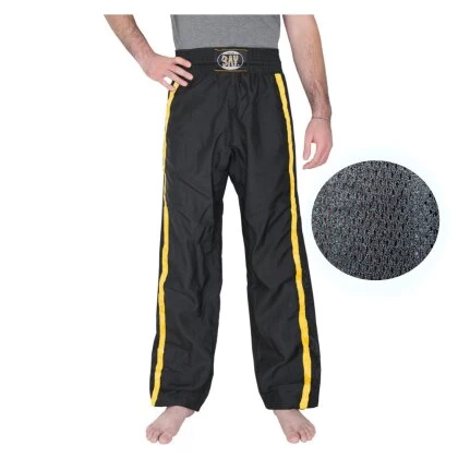 Kickboxhose Netz Gewebe Schwarz/gold Uni 5XS - XXL Kinder Erwachsene 5 Kickboxhose Netz Gewebe Schwarz/gold Uni 5XS - XXL Kinder Erwachsene – Bild 3