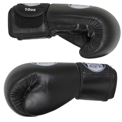KO Fighter Vollkontakt Boxhandschuhe Leder Schwarz 10 - 16 Unzen 5 KO Fighter Vollkontakt Boxhandschuhe Leder Schwarz 10 - 16 Unzen – Bild 3