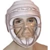 Kopfschutz Mit Plexiglas Maske Leder PU Weiß S - XL