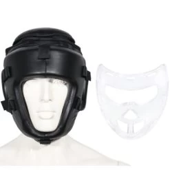 Kopfschutz WP Mit Abnehmbarer Plexiglas Maske Leder PU Schwarz S - XL -Sport Ausrüstung Verkauf kopfschutz wp mit abnehmbarer plexiglas maske leder pu schwarz s xl4
