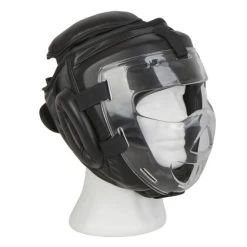 Kopfschutz WP Mit Abnehmbarer Plexiglas Maske Leder PU Schwarz S - XL -Sport Ausrüstung Verkauf kopfschutz wp mit abnehmbarer plexiglas maske leder pu schwarz s xl8