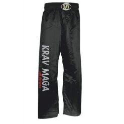 Krav Maga Hose Satin Mit Stick Schwarz 6XS - XXL Kinder Erwachsene