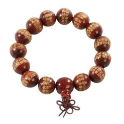 Shaolin Armband Aus Zedernholz Mit Ornamenten Glücksbringer Farben