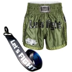 Spezial - Let´s Fight Olive Mesh Thaiboxhose Inkl. Lanyards Gratis - Nur Für Kurze Zeit.