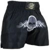 Totenkopf Thaiboxhose Schwarz Silber S - XXL