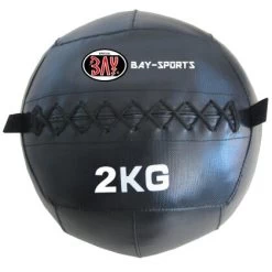 Wall Ball Cross Mit Schlaufen - Medizinball PVC 2 - 12 Kg Schwarz, Ø Durchmesser Immer: 37 Cm