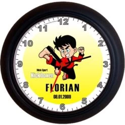 Wanduhr Mit Wunschname Kickboxen Kinder