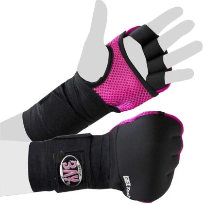 Wave Gel Pink/schwarz Gepolsterte Neopren Boxbandagen Handschuhe 3 Wave Gel Pink/schwarz Gepolsterte Neopren Boxbandagen Handschuhe