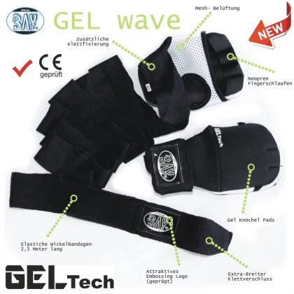 Wave Gel Pink/schwarz Gepolsterte Neopren Boxbandagen Handschuhe 8 Wave Gel Pink/schwarz Gepolsterte Neopren Boxbandagen Handschuhe – Bild 6